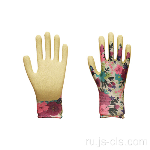 Садовая серия пастель желтые печатные полиэфирные садовые перчатки